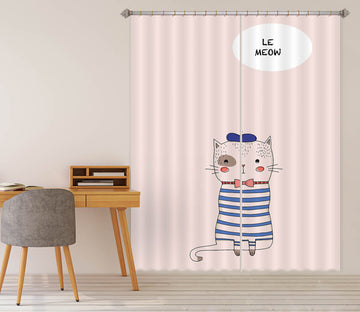 3D Blue Striped Kitten 1074 Boris Draschoff Curtain Curtains Drapes