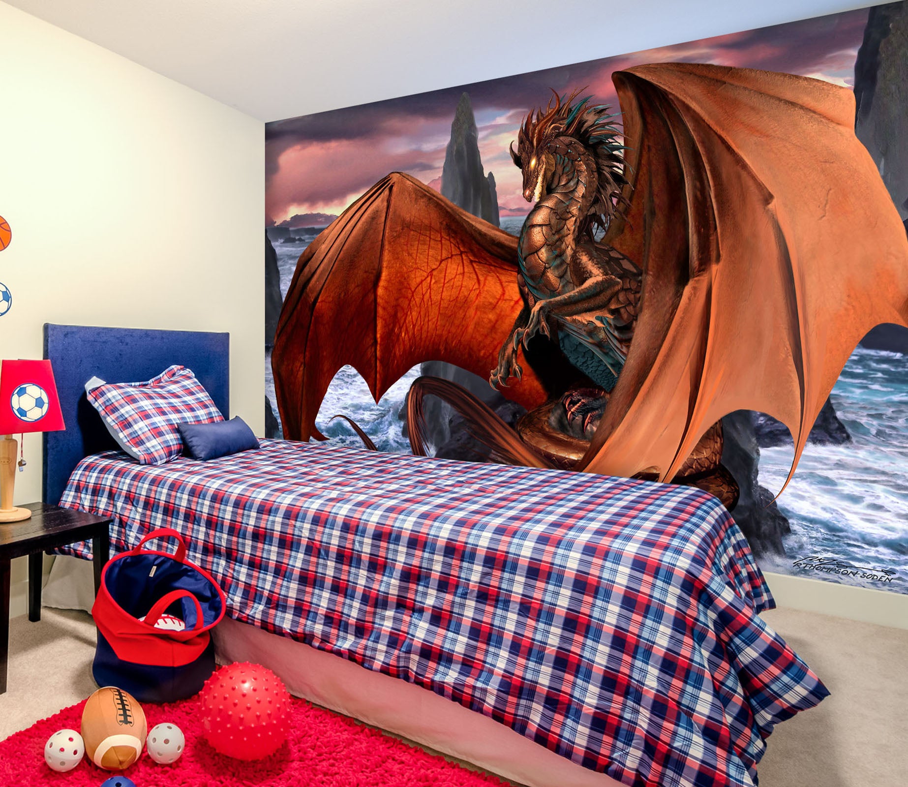 3D Orange Dragon 8103 Ruth Thompson Wall Mural Wall Murals