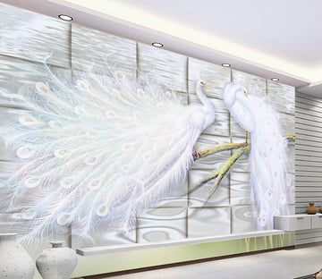 3D White Peacock WG125 Wall Murals