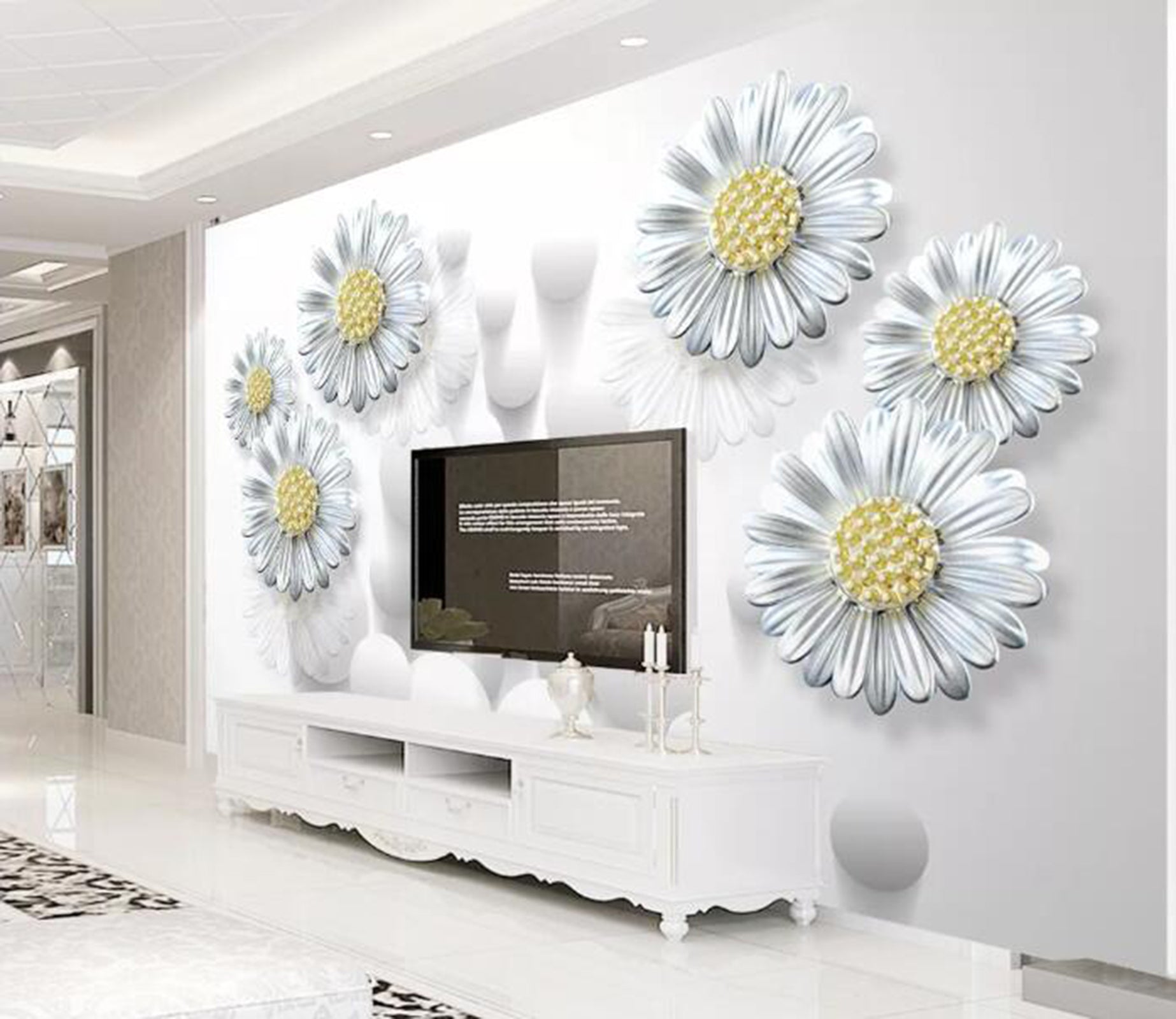 3D Small Daisy WC04 Wall Murals Wallpaper AJ Wallpaper 2 