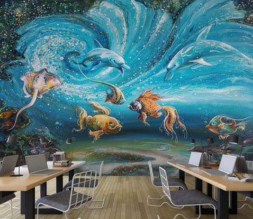 3D Undersea Dolphins 193 Wall Murals Wallpaper AJ Wallpaper 2 