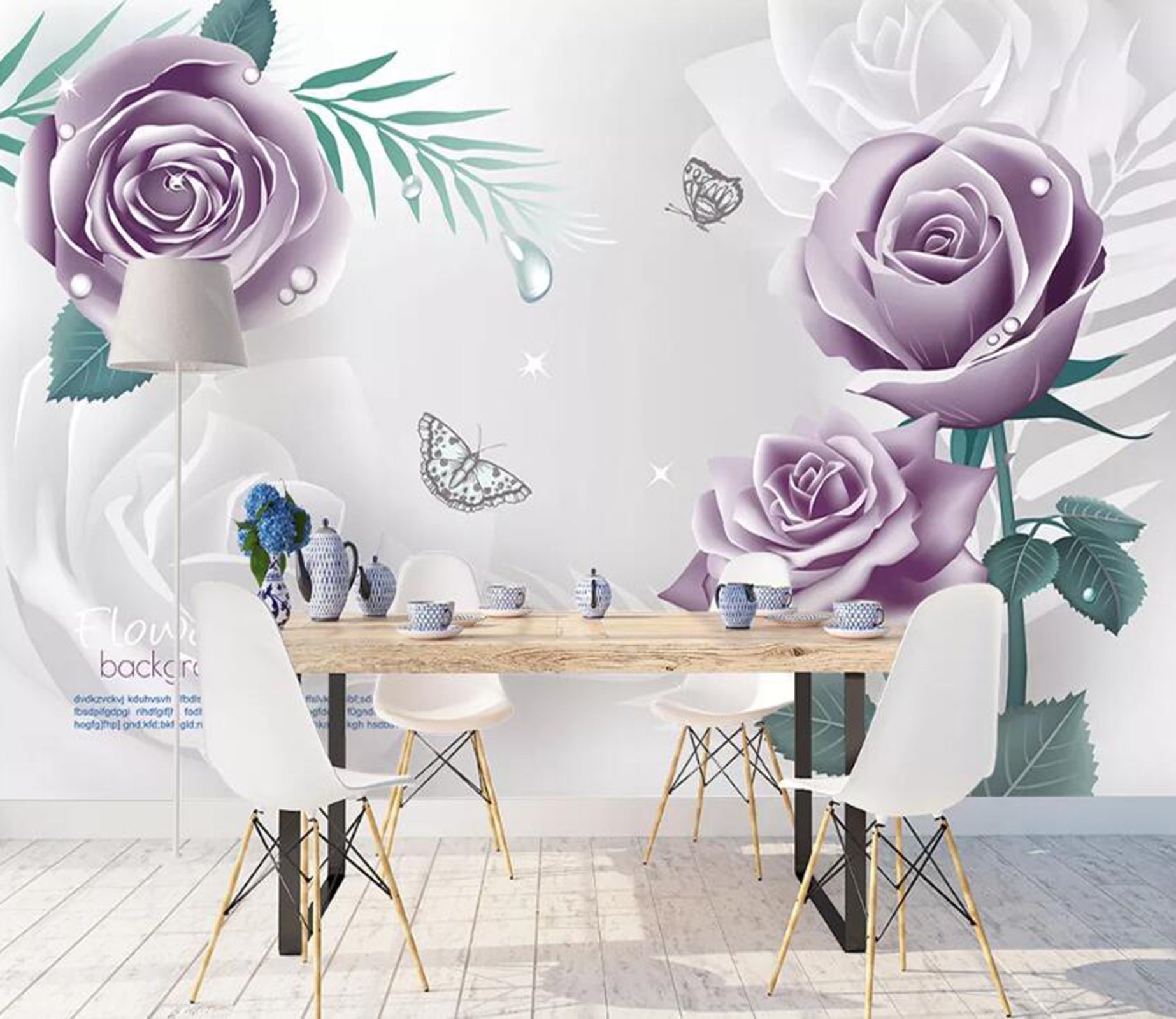 3D Purple Flowers WC22 Wall Murals Wallpaper AJ Wallpaper 2 