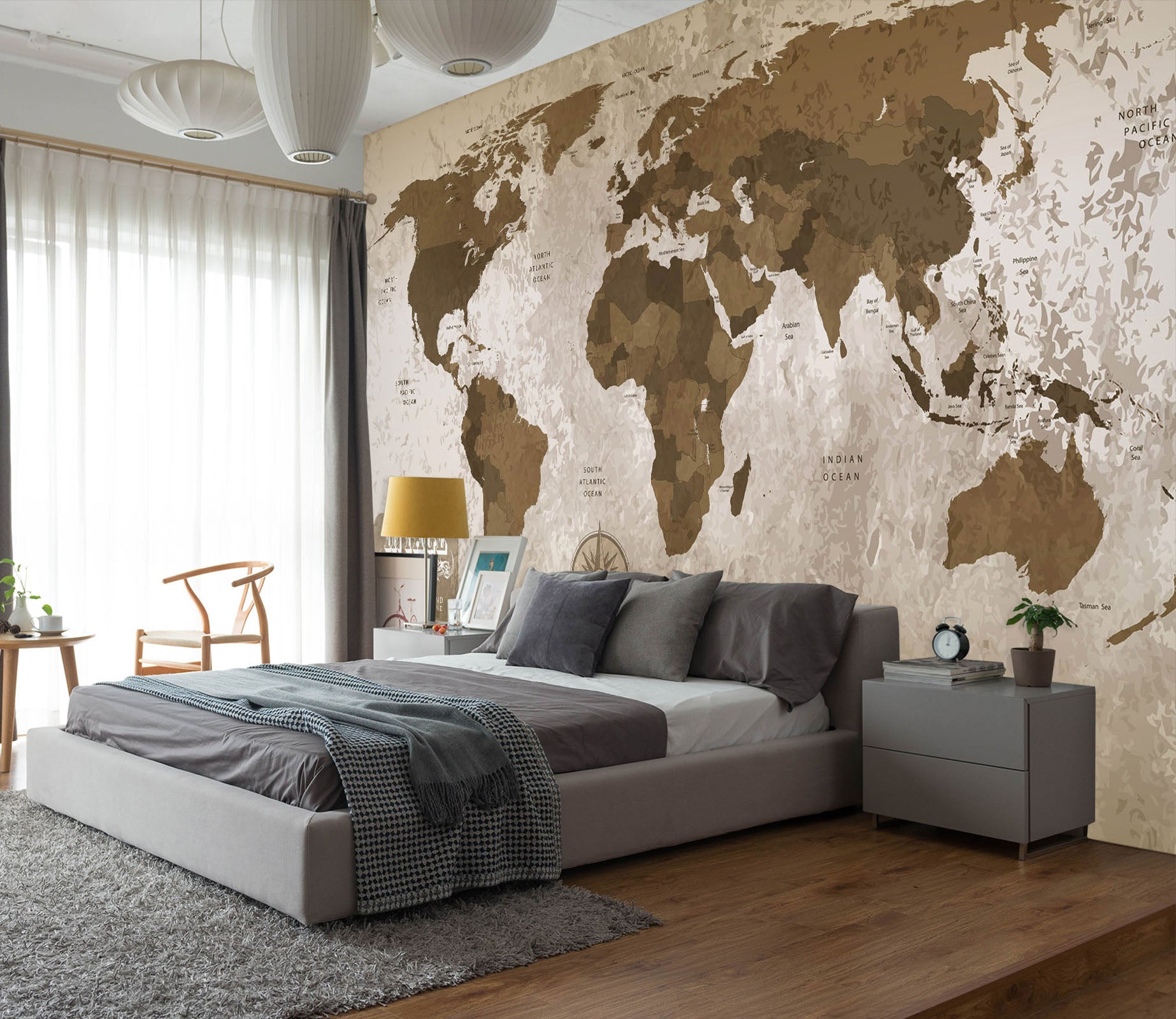 3D Irregular Pattern 2050 World Map Wall Murals