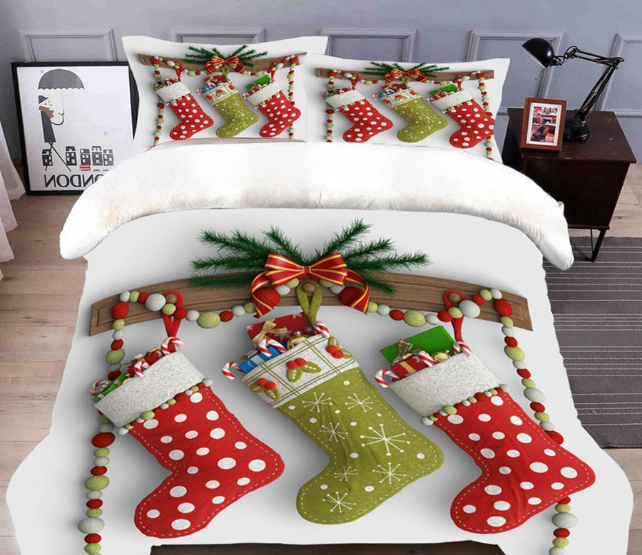 3D Sock 31244 Christmas Quilt Duvet Cover Xmas Bed Pillowcases