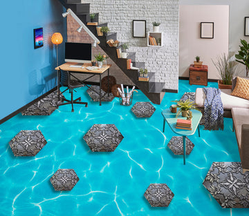 3D Grey Stone Pattern 760 Floor Mural  Wallpaper Murals Rug & Mat Print Epoxy waterproof bath floor