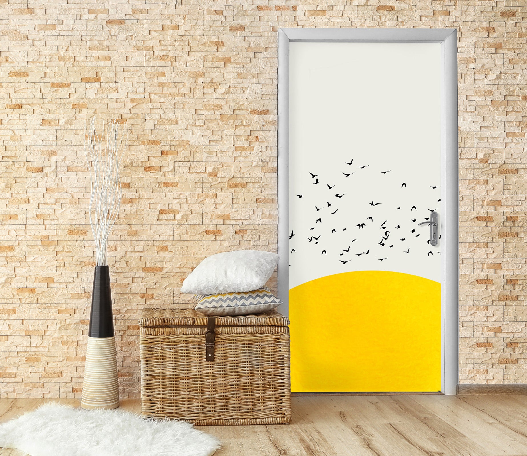 3D Yellow Sun 4634 Boris Draschoff Door Mural