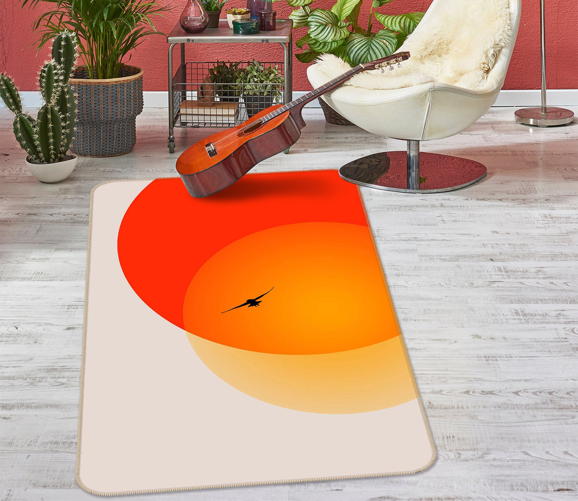 3D Red Sun 1051 Boris Draschoff Rug Non Slip Rug Mat