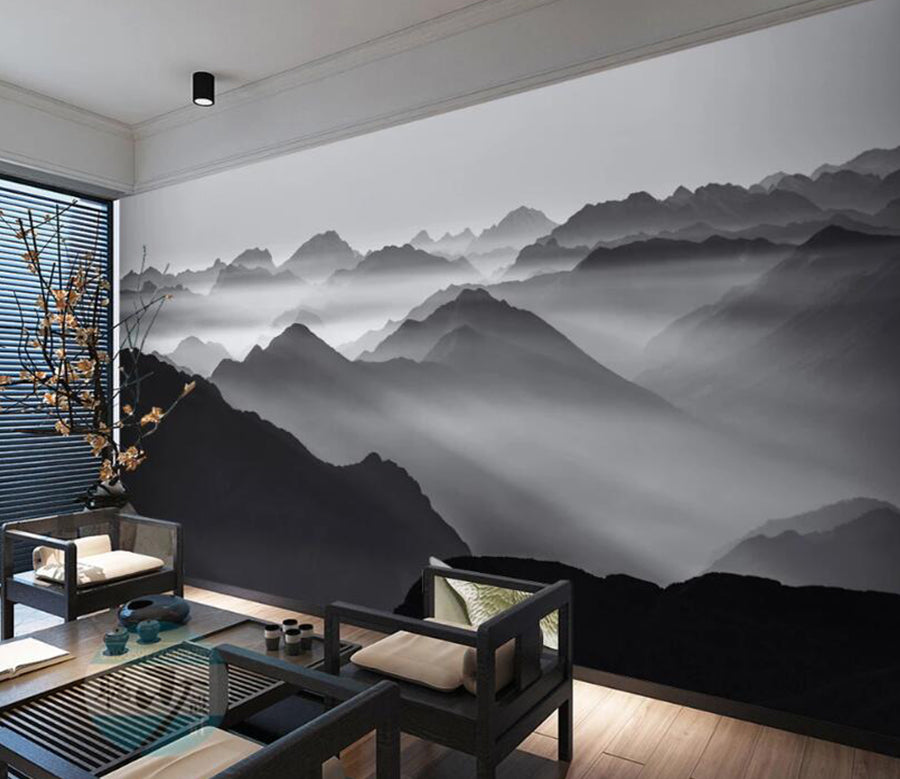 3D Black Mountains 602 Wall Murals