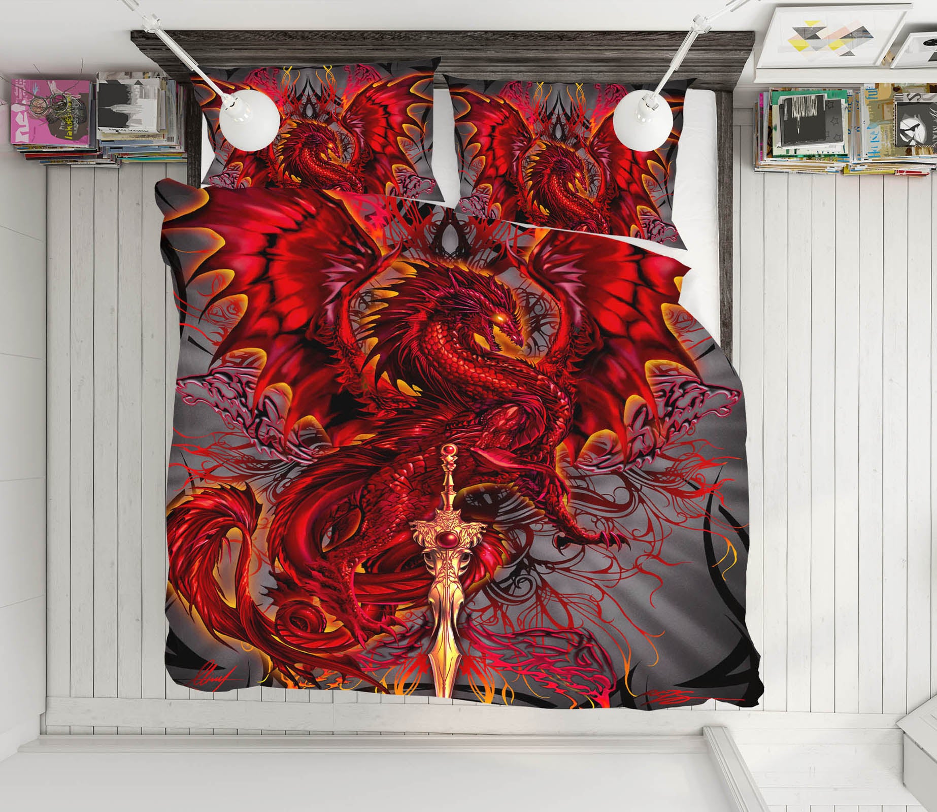 3D Red Dragon 8314 Ruth Thompson Bedding Bed Pillowcases Quilt Cover Duvet Cover