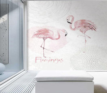 3D Beautiful Love Flamingos 1059 Wall Murals