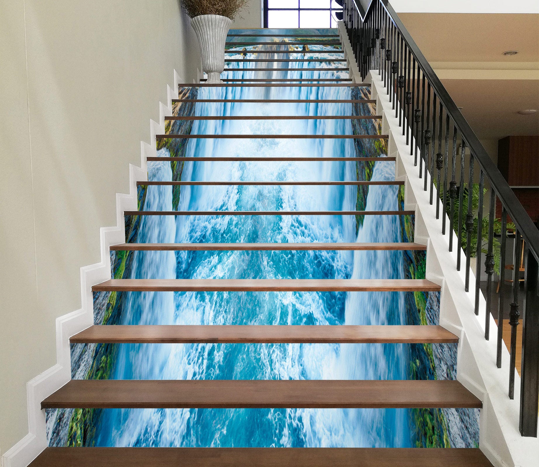 3D Majestic Waterfall 001 Stair Risers