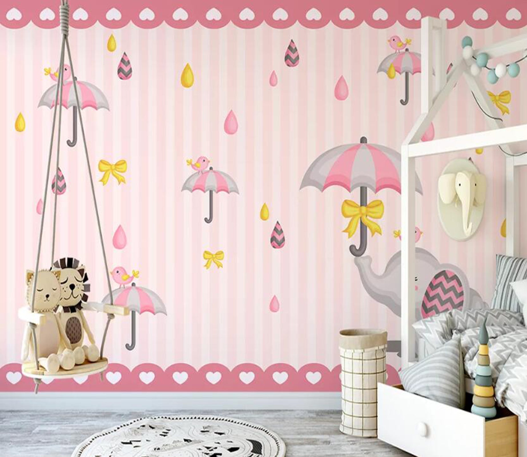 3D Pink Umbrella WC49 Wall Murals Wallpaper AJ Wallpaper 2 
