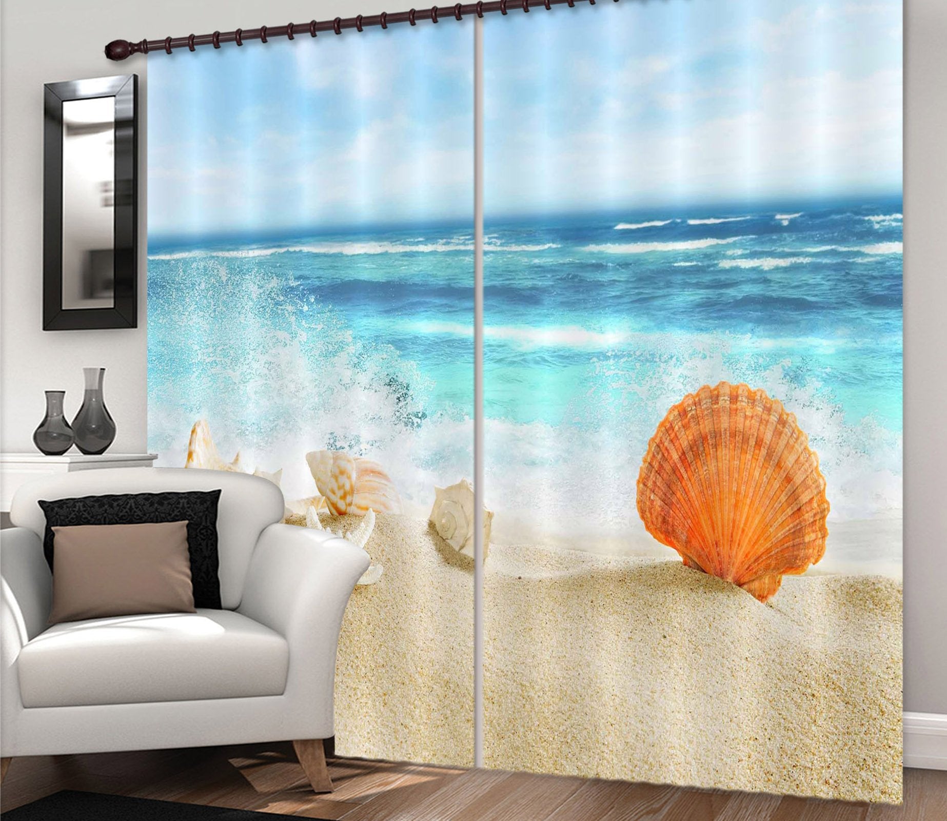 3D Beach Shells 811 Curtains Drapes Wallpaper AJ Wallpaper 