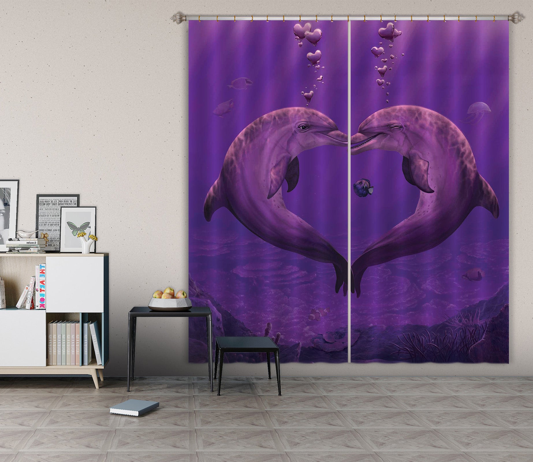 3D Sea Of Hearts Def 067 Vincent Hie Curtain Curtains Drapes