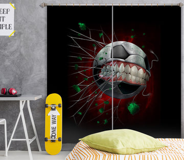 3D Teeth Football Net 5051 Tom Wood Curtain Curtains Drapes