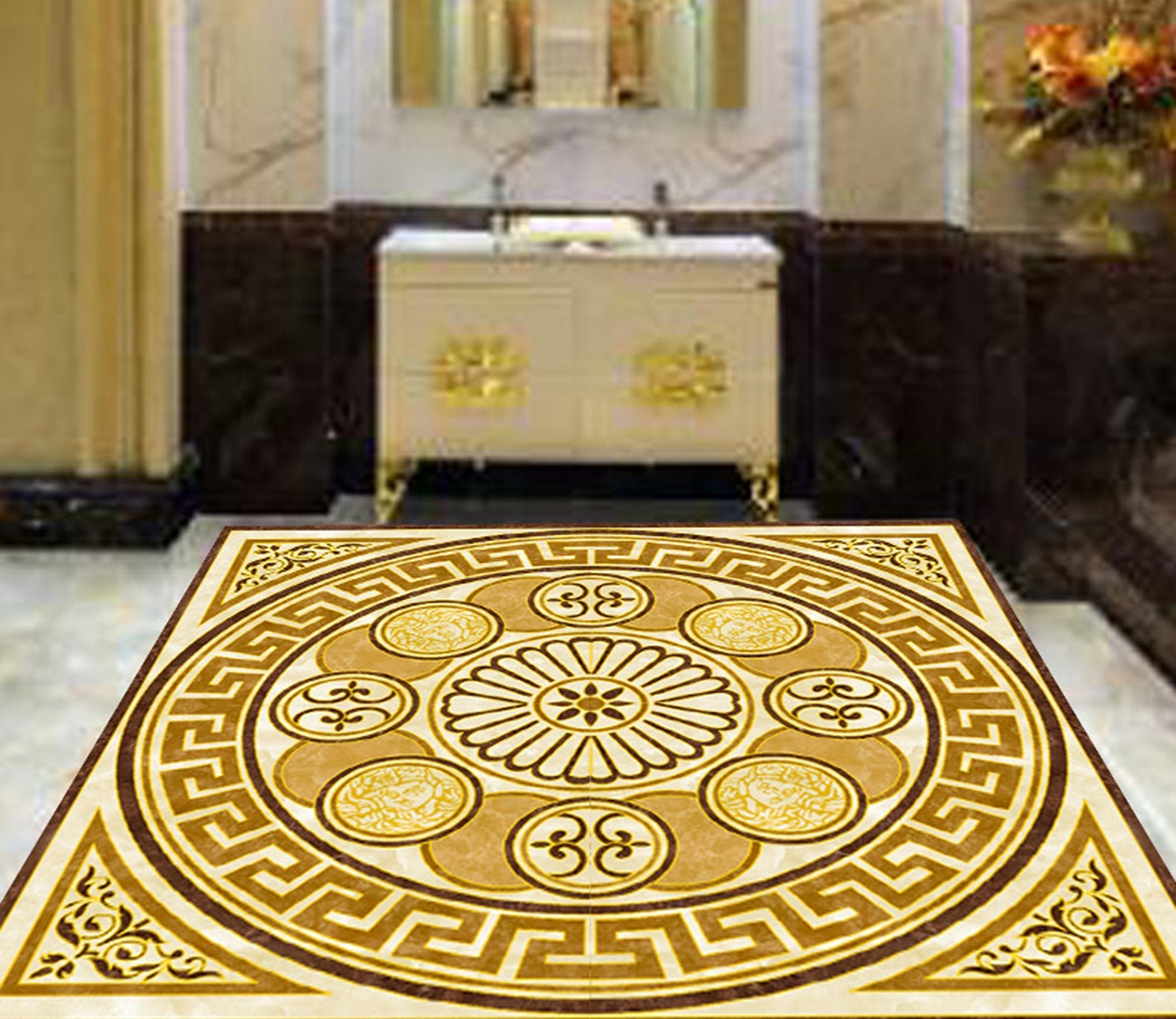 3D Golden Circle WG326 Floor Mural Wallpaper AJ Wallpaper 2 