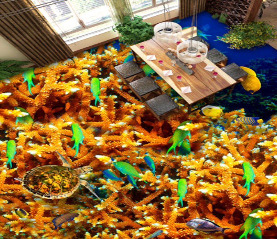 3D Green Fish 274 Floor Mural  Wallpaper Murals Rug & Mat Print Epoxy waterproof bath floor