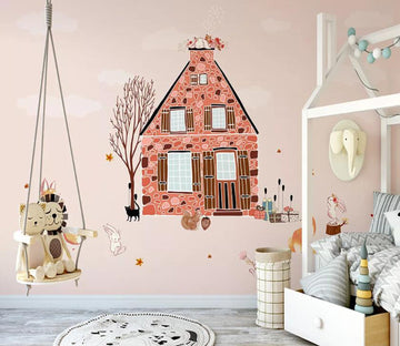 3D Pink House WC09 Wall Murals Wallpaper AJ Wallpaper 2 