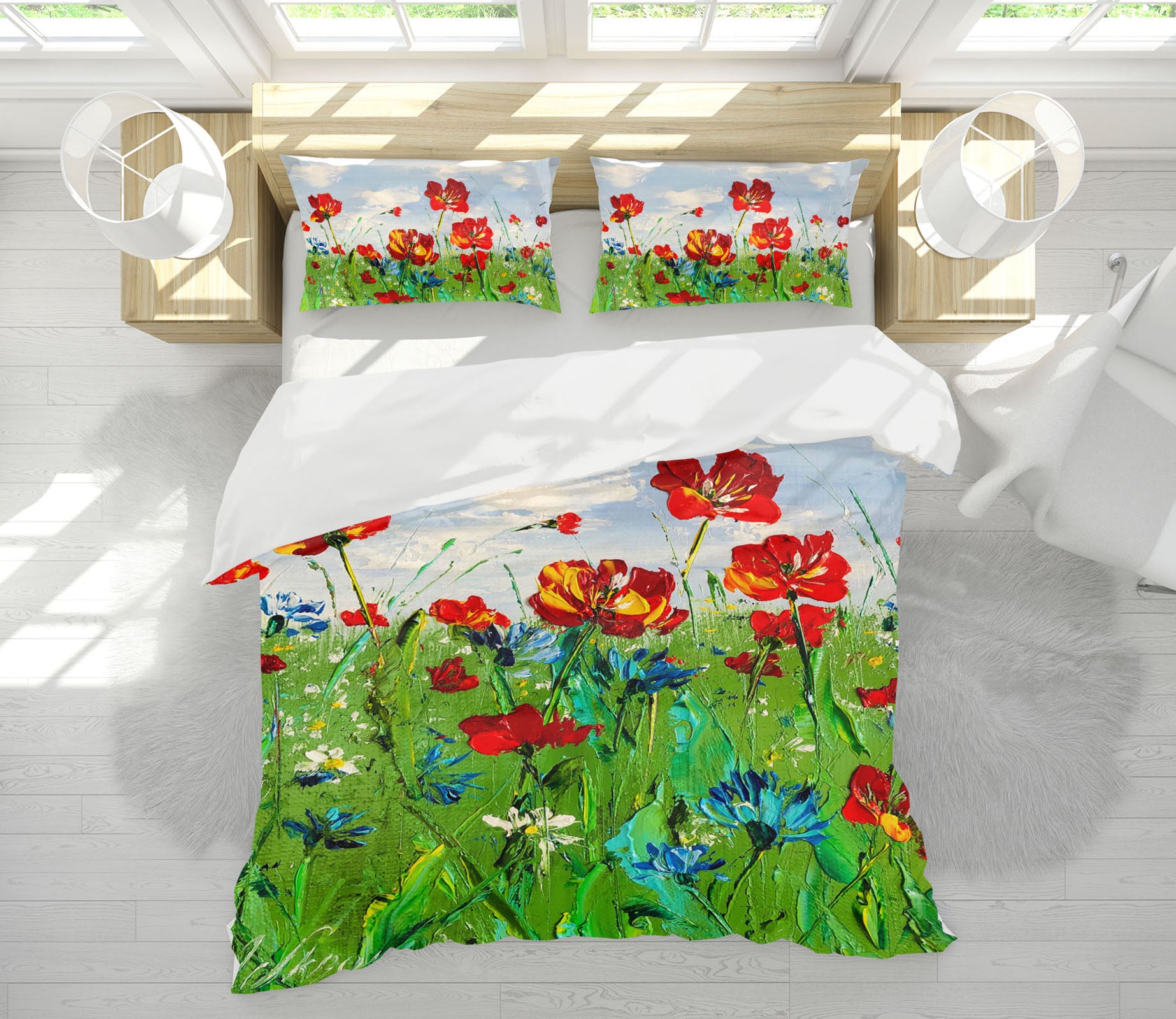3D Red Flower Grass 616 Skromova Marina Bedding Bed Pillowcases Quilt