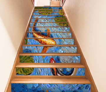 3D Lotus Pond Lotus Oil Painting 96146 Dena Tollefson Stair Risers