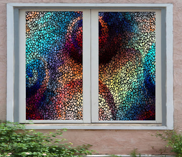 3D Mosaic Fragment 349 Window Film Print Sticker Cling Stained Glass UV Block