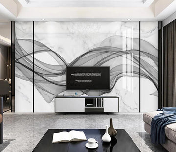 3D Black Flowing Ribbon 754 Wall Murals