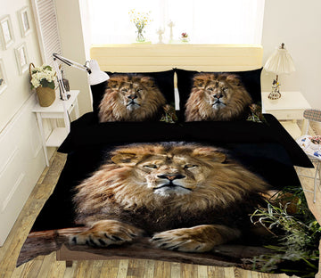 3D Big Lion 135 Bed Pillowcases Quilt