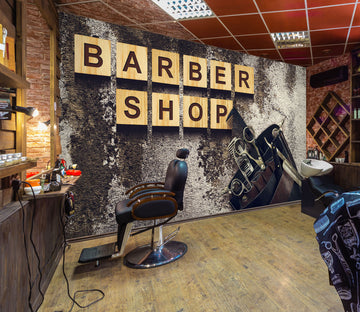 3D Letter Block Scissors 115166 Barber Shop Wall Murals