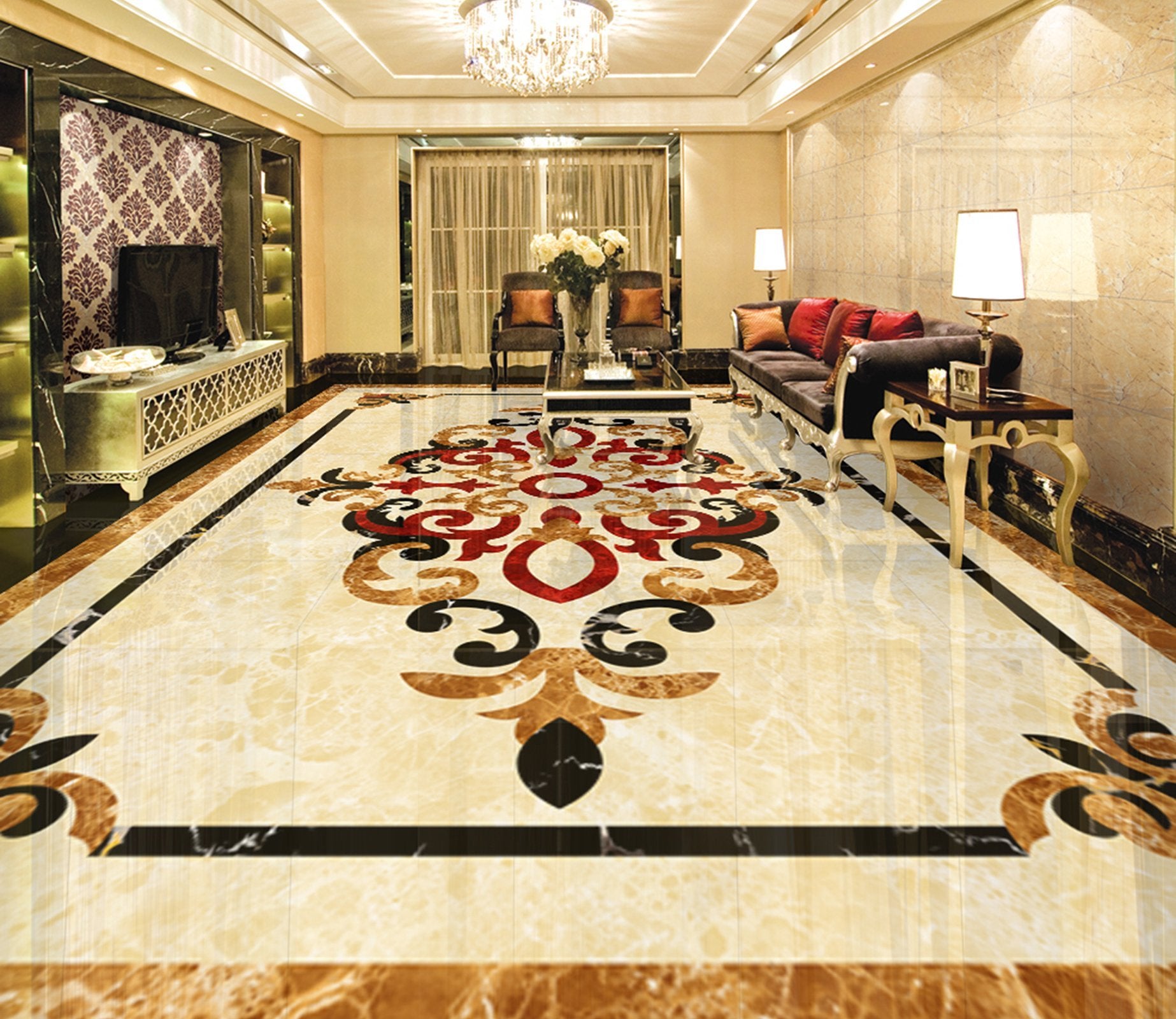 3D Marble Pattern WG342 Floor Mural Wallpaper AJ Wallpaper 2 