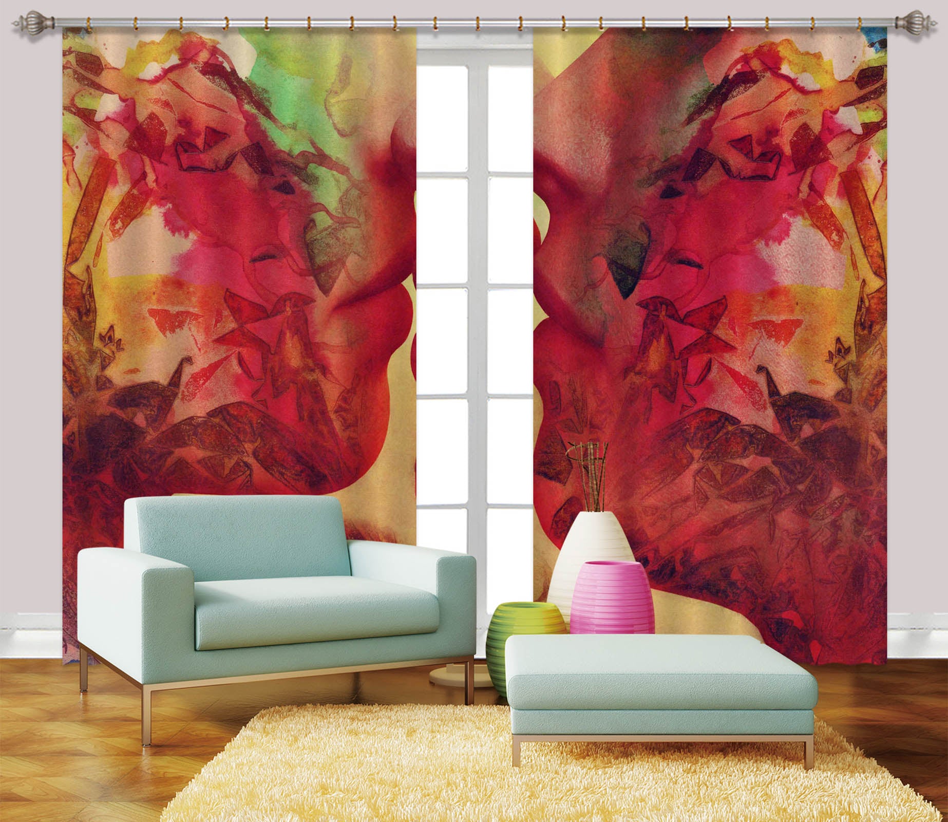 3D Graffiti Love 043 Marco Cavazzana Curtain Curtains Drapes
