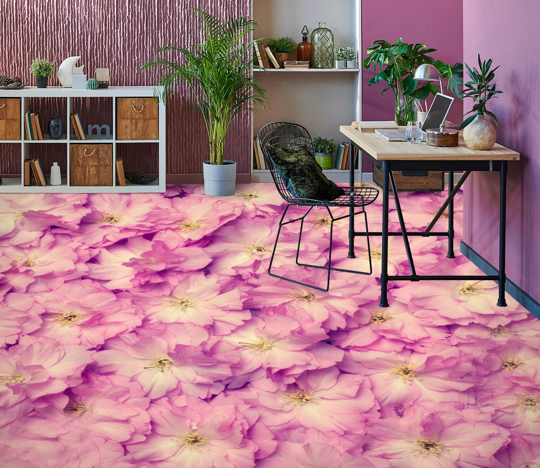 3D Pink Camellia 312 Floor Mural  Wallpaper Murals Rug & Mat Print Epoxy waterproof bath floor