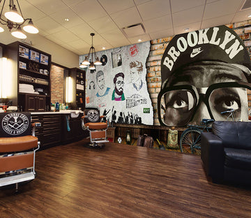 3D Gold Medal Barber 1464 Barber Shop Wall Murals