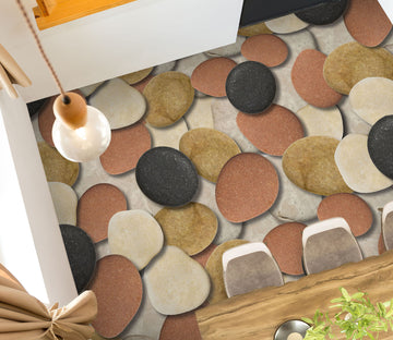 3D Pebbles Of Four Colors 763 Floor Mural  Wallpaper Murals Rug & Mat Print Epoxy waterproof bath floor