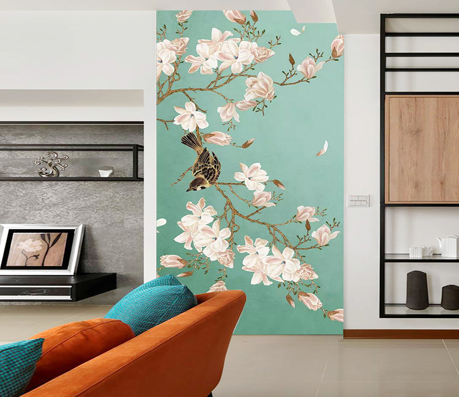 3D Sparrow Flower WC834 Wall Murals