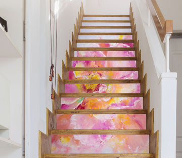 3D Watercolor Pink Flowers 2168 Skromova Marina Stair Risers