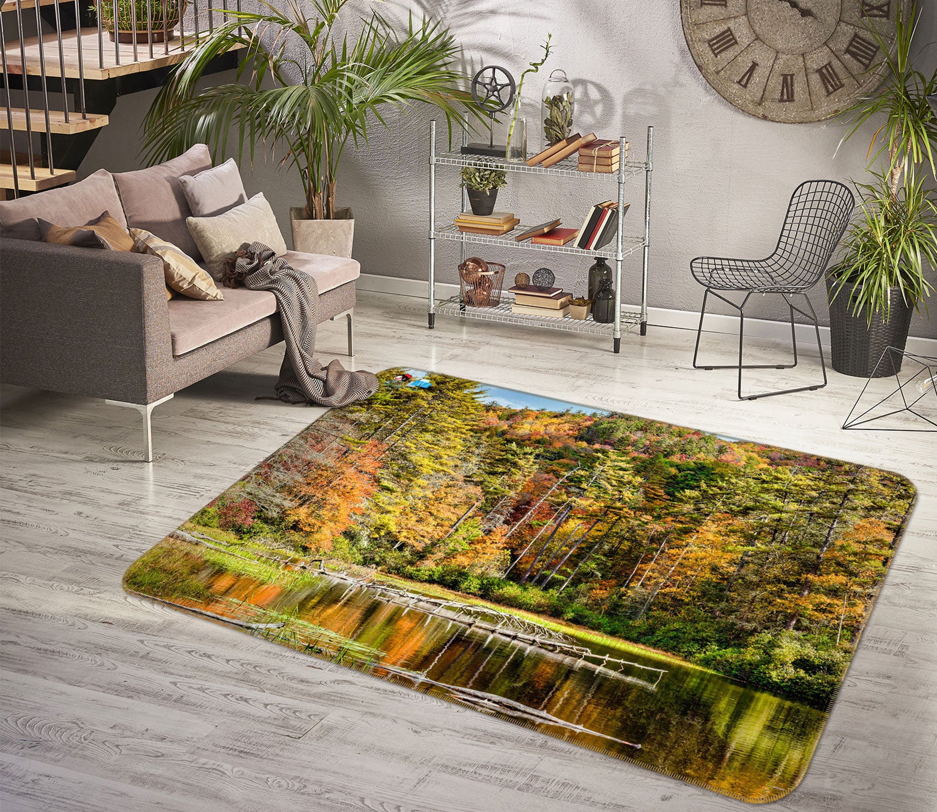 3D Mountain Trees 5147 Beth Sheridan Rug Non Slip Rug Mat