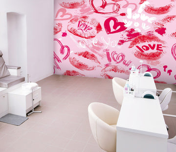 3D Heart Red Lips 079 Wall Murals