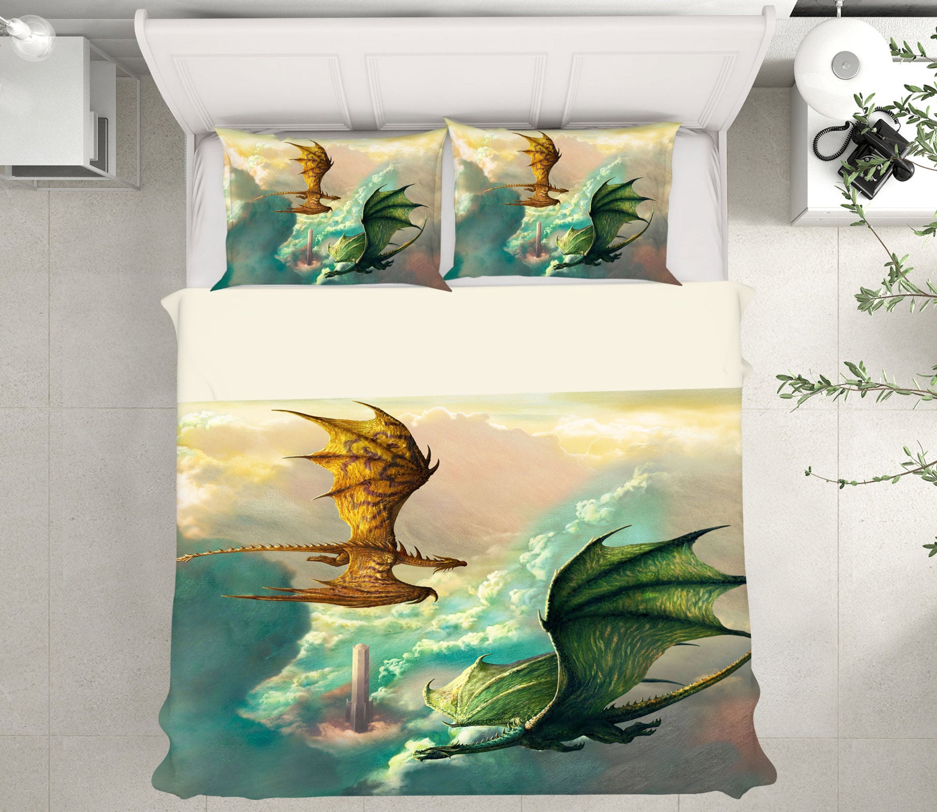 3D Clouds Dragon 7043 Ciruelo Bedding Bed Pillowcases Quilt