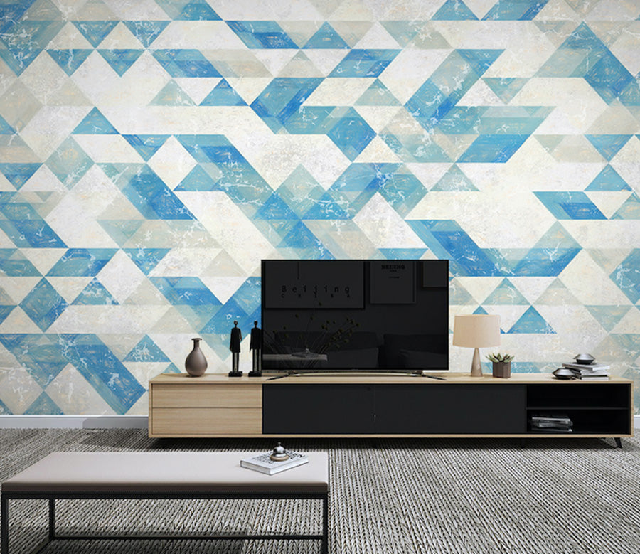 3D Blue Geometry WG047 Wall Murals
