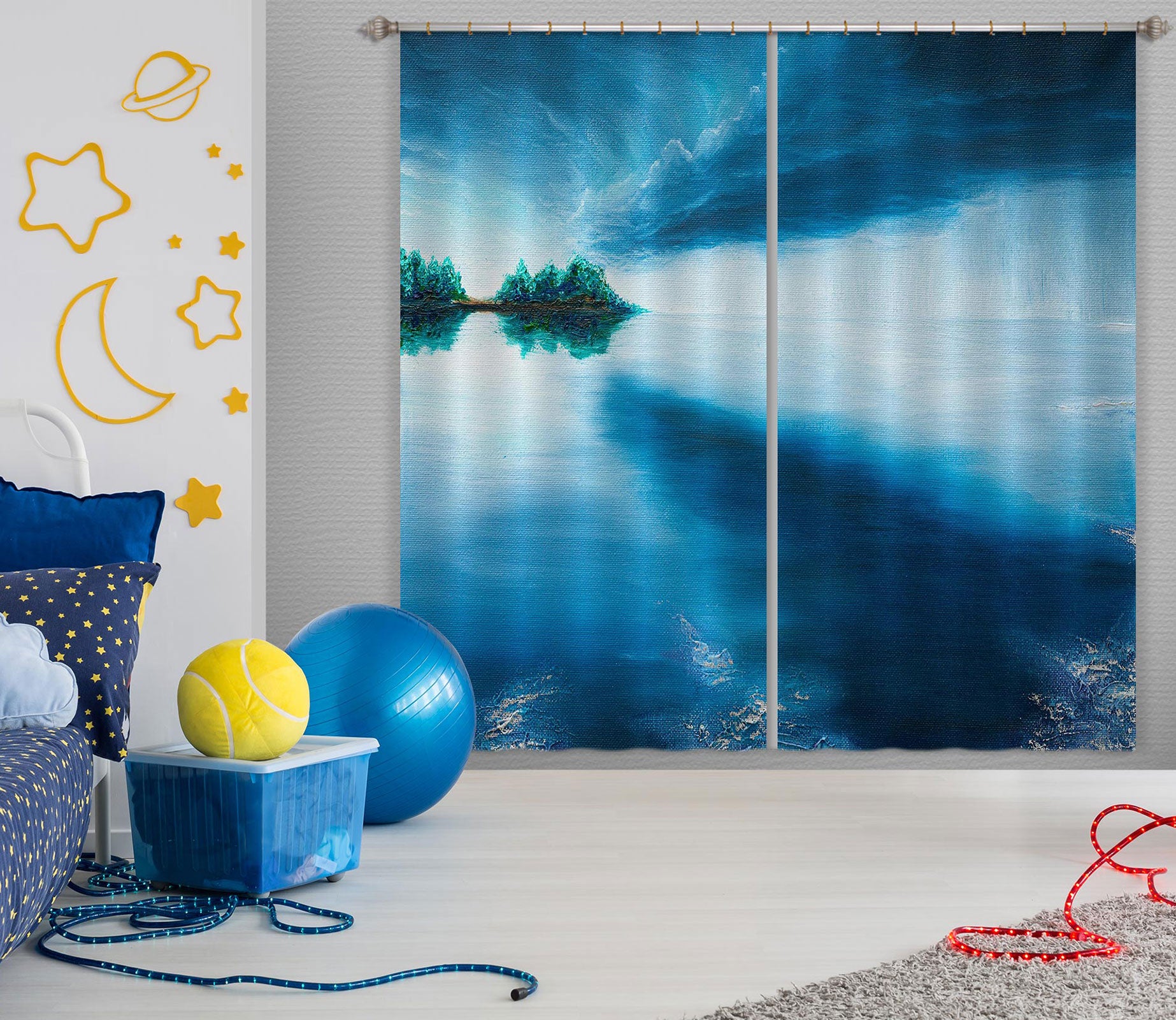 3D Lake Surface Sky 1704 Marina Zotova Curtain Curtains Drapes