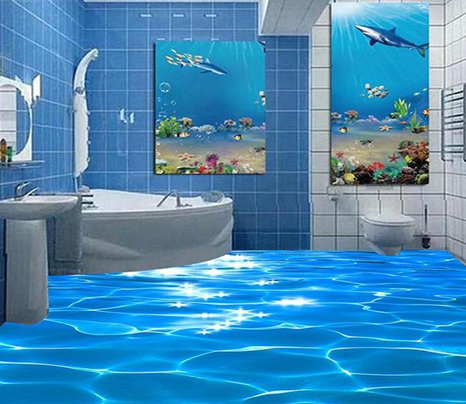3D Blue Sea WG040 Floor Mural Wallpaper AJ Wallpaper 2 