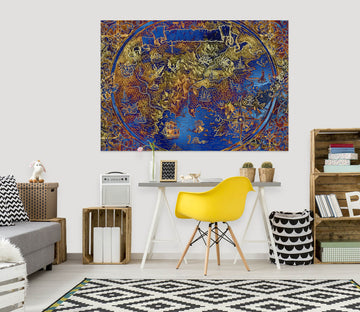 3D Blue Globe 281 World Map Wall Sticker