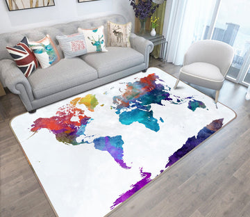 3D Colored Flag 203 World Map Non Slip Rug Mat