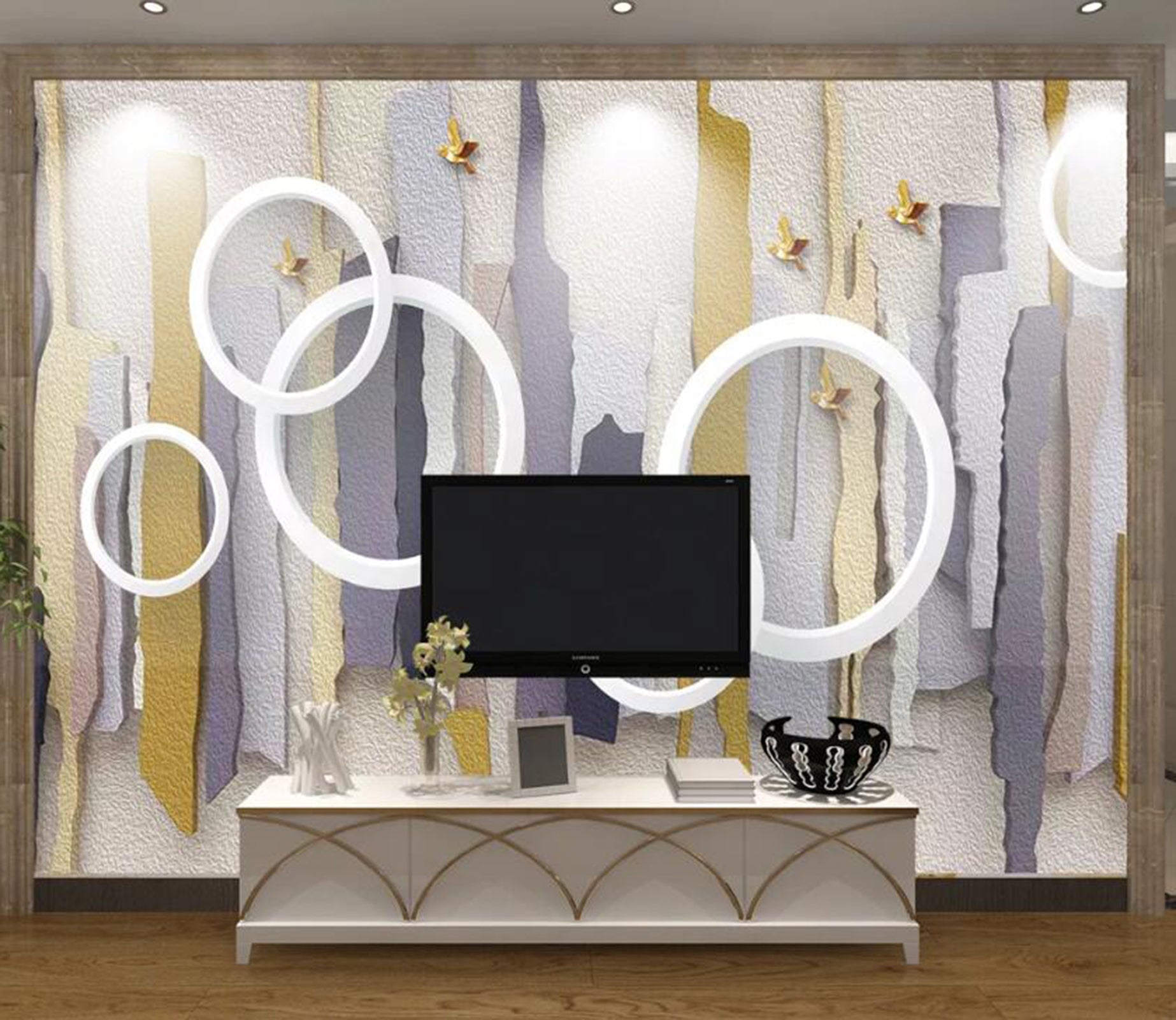 3D White Round WC73 Wall Murals Wallpaper AJ Wallpaper 2 