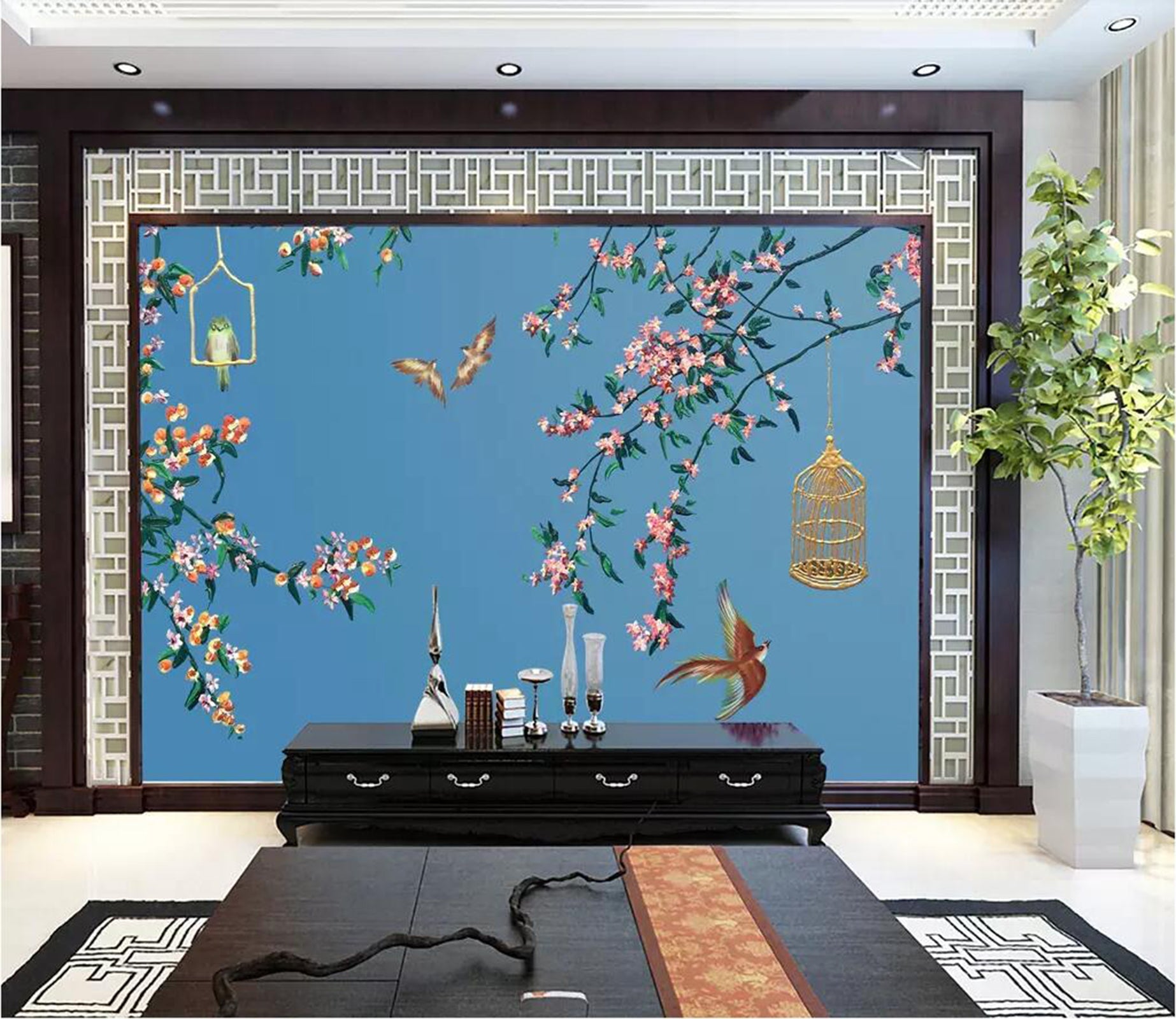 3D Flower Magpie WC40 Wall Murals Wallpaper AJ Wallpaper 2 