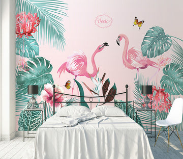 3D Pink Flamingo WG128 Wall Murals