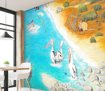 3D Beach Crane 1411 Michael Sewell Wall Mural Wall Murals