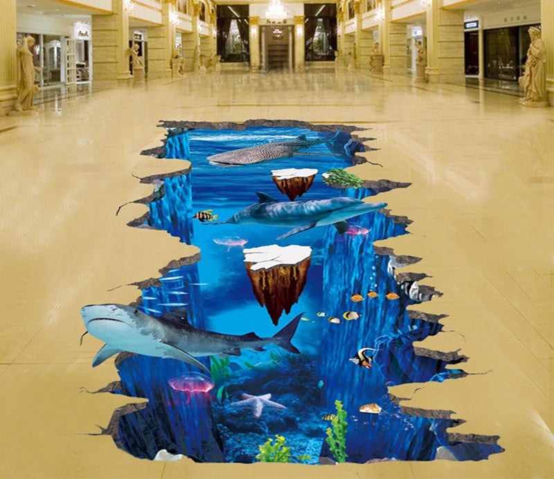 3D Water Garden 142 Floor Mural  Self-Adhesive Sticker Bathroom Non-slip Waterproof Flooring Murals