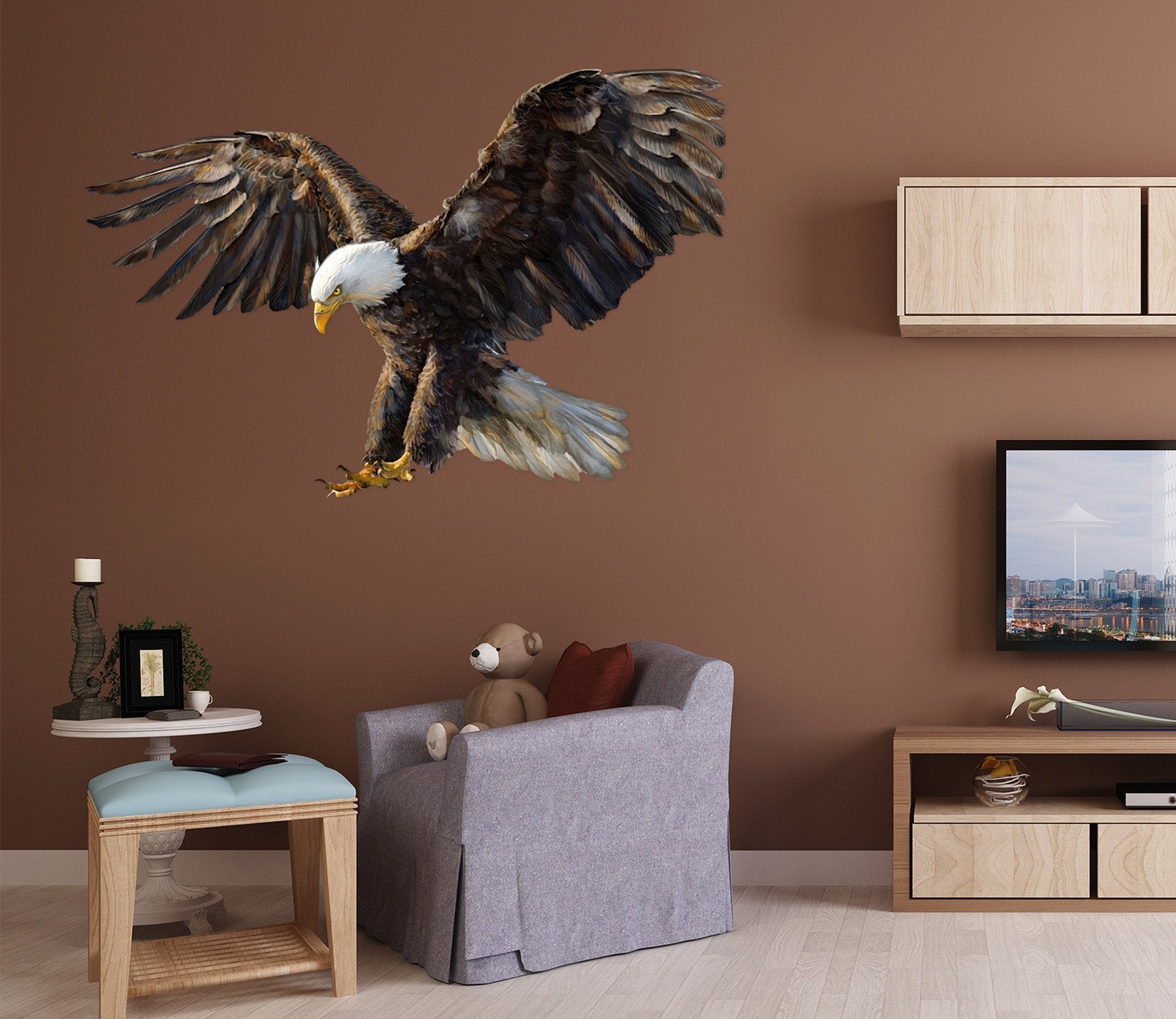 3D Eagle Spreading Wings 030 Animals Wall Stickers Wallpaper AJ Wallpaper 