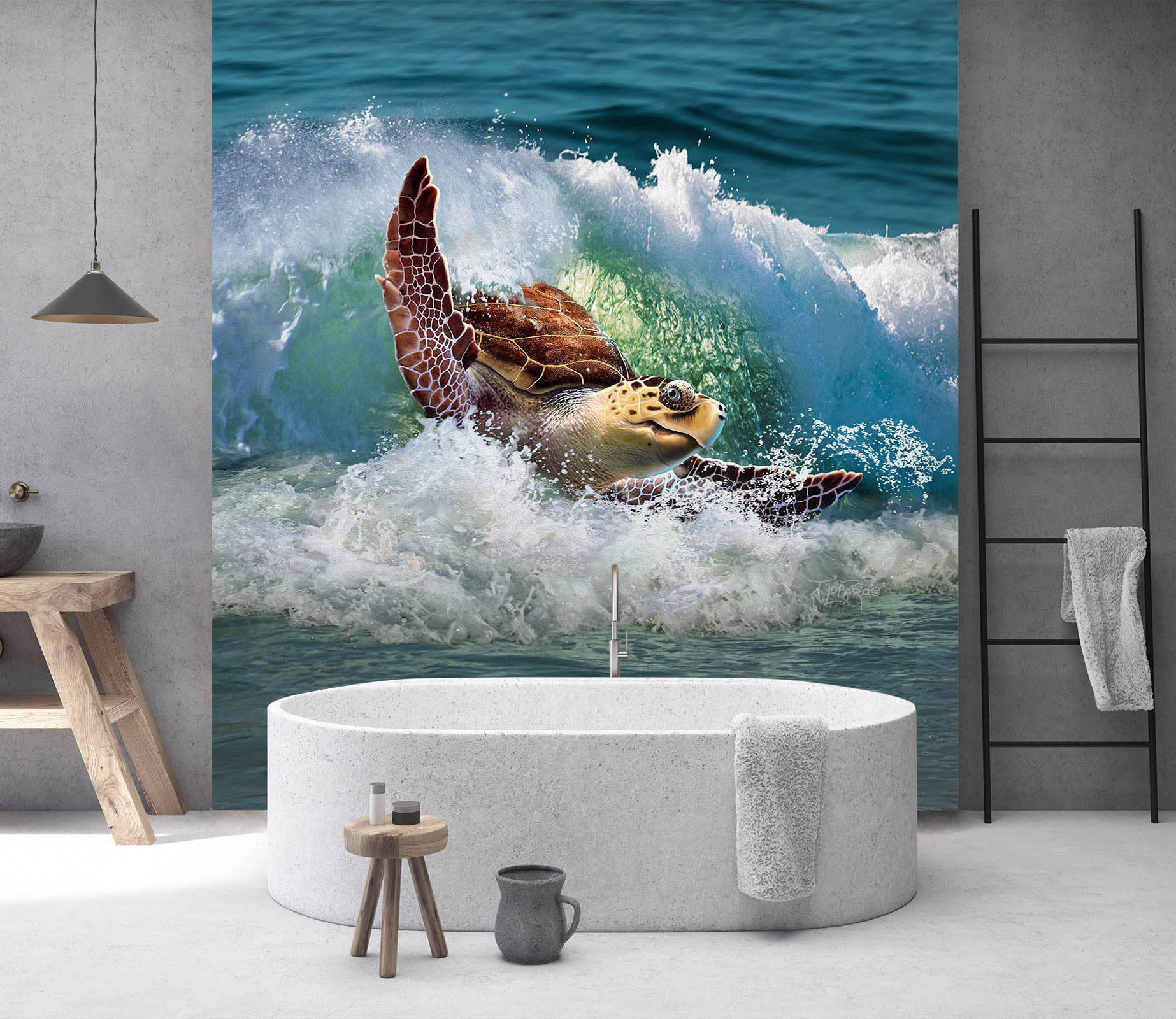 3D Sea Turtle 111 Jerry LoFaro Wall Mural Wall Murals